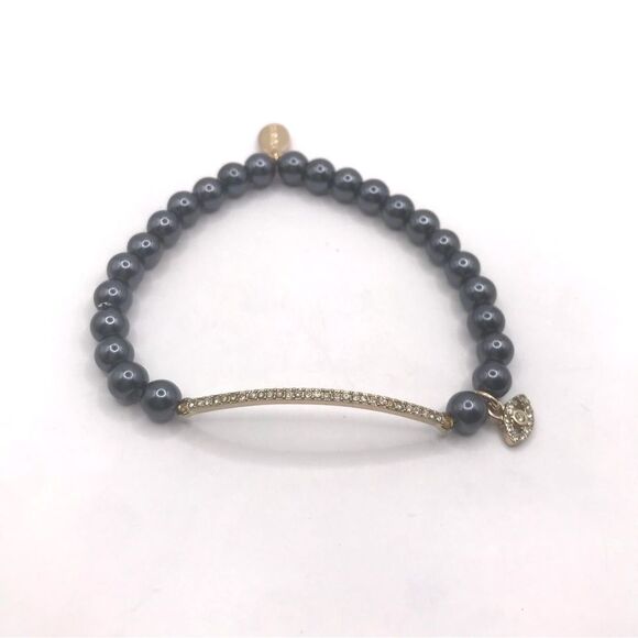 Express Evil Eye Gray Beaded Stretch  Bracelet - Picture 1 of 7